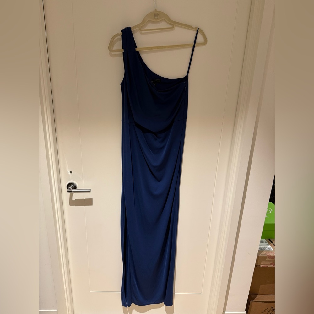 Like new BCBG Maxazria One-Shoulder Navy Maxi Cocktail Dress